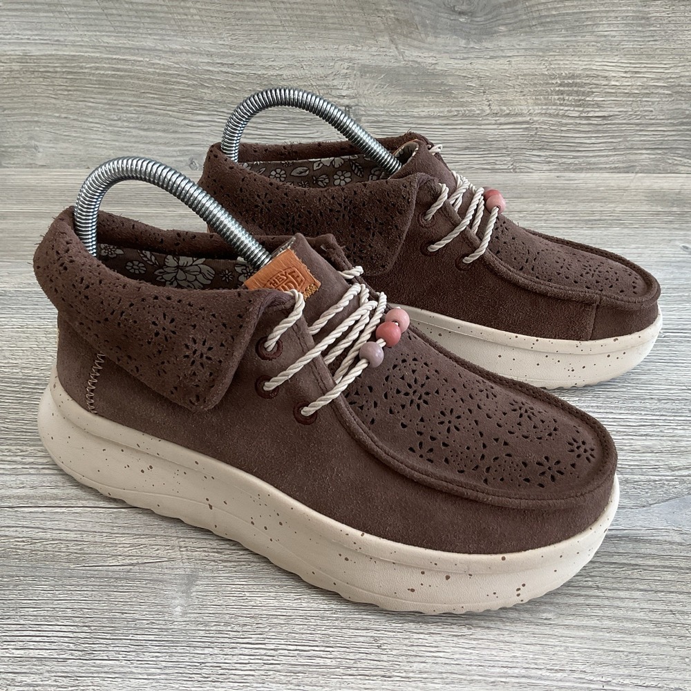Hey Dude Wendy Peak Fold Suede Boots Tan Comfort Shoes Women's Size 7